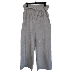 Jonathan Simkhai seersucker wide leg Stripe belted Paper bag pants Medium N22